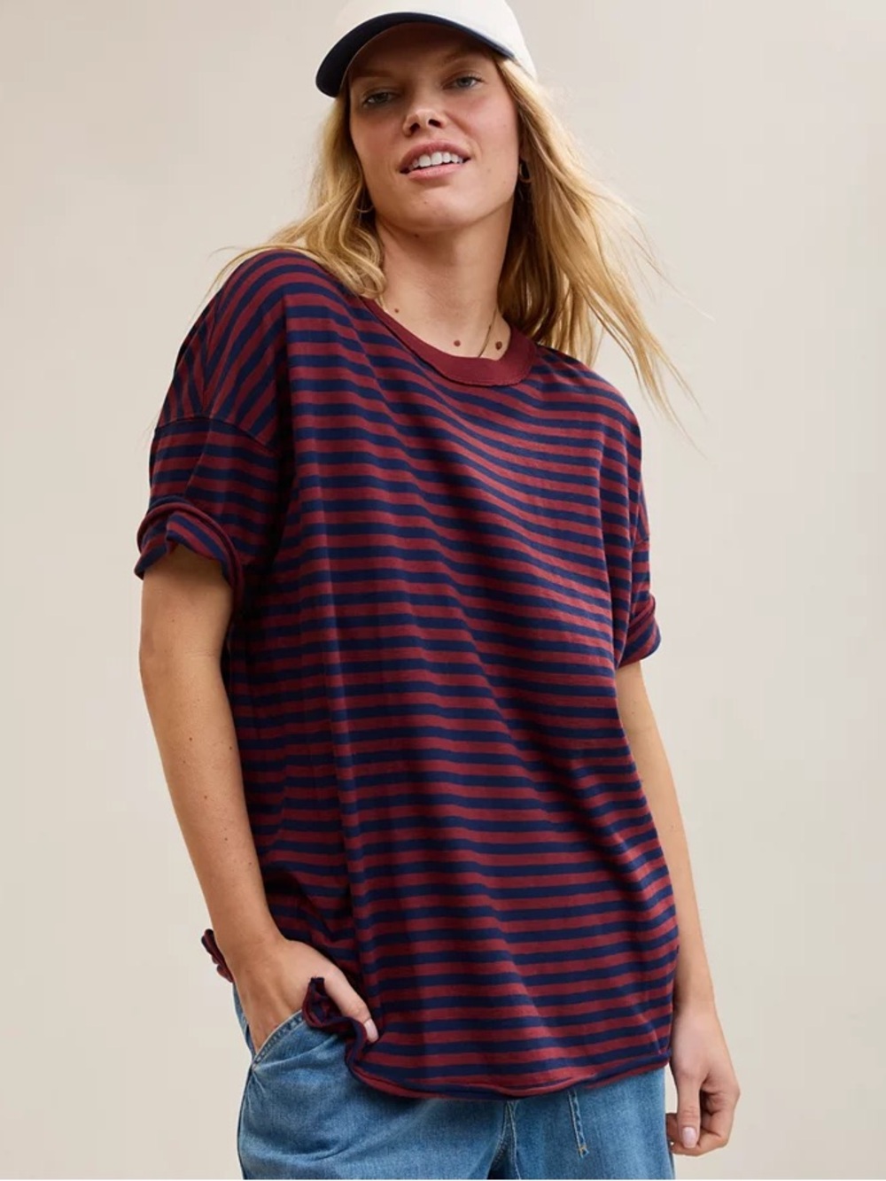 Aerie Boyfriend Oversized Striped Top and Old Navy Jogger Sweatpants Womens M - Picture 2 of 16
